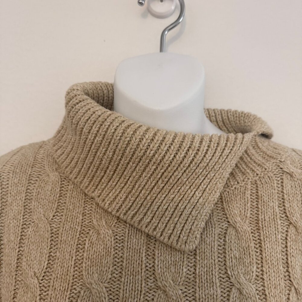 Liz Claiborne LizSport Tan Cable Knit Cowl Sweater | L - Picture 5 of 9